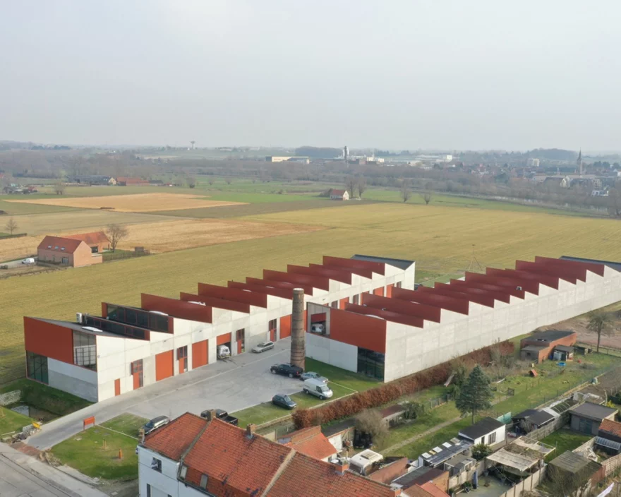 Luchtzicht op Businesspark Van Rullen in Wervik